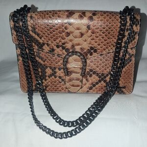 Marina Galanti Snake Print Shoulder Bag with Chain Strap